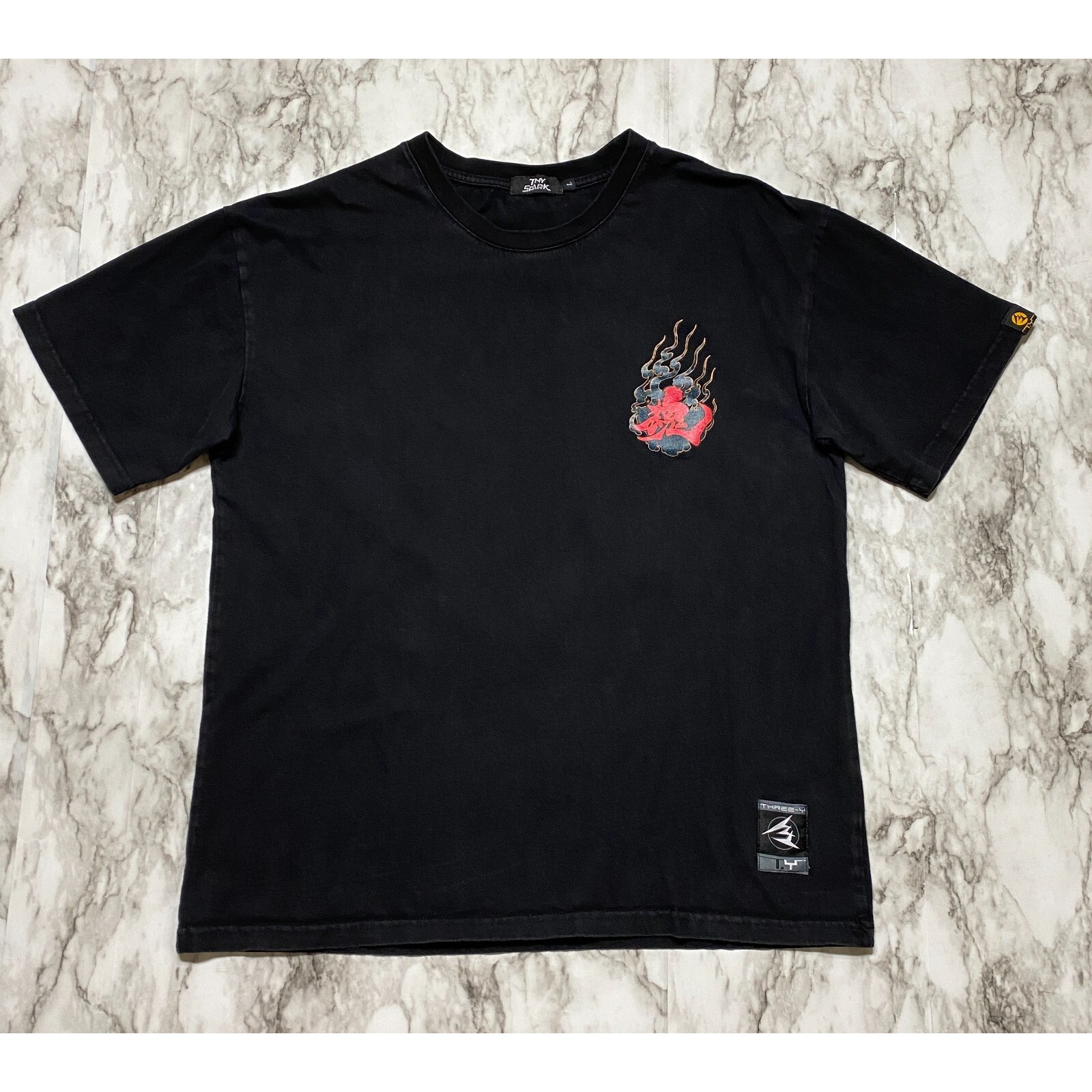 Tiny Spark Mens T Shirt Size L Black Short Sleeve Graphic Hip Hop Snake Ghost